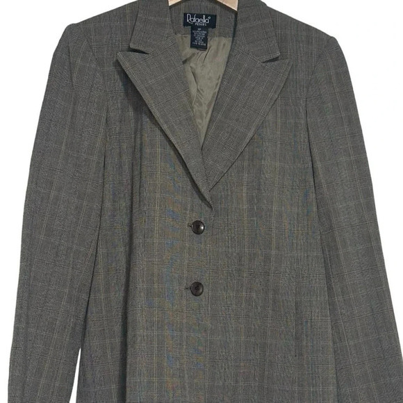 Rafaella 8P brown plaid 2 way stretch 2 button business blazer with pockets‎ - Picture 4 of 5